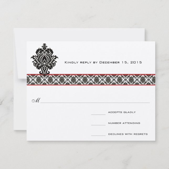 Damas Noir sur le blanc rouge Trim Mariage réponse (Dos)