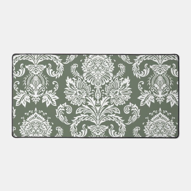 Damas Profond Lichen Vert Simple Couleur Coordonné (Recto)