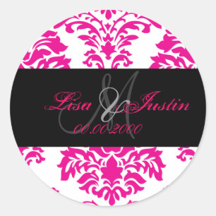 Damas rose chaud, autocollants monogrammes