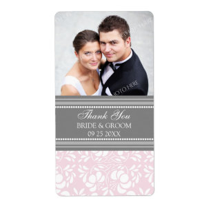 Damas rose gris photo étiquettes de mariage
