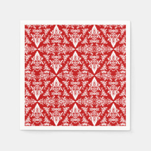 Damask 01 Rot-Weißbuch Cocktail Napkins Serviette