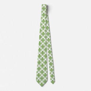 Damask 02 Muster - Avocado Green on White Krawatte