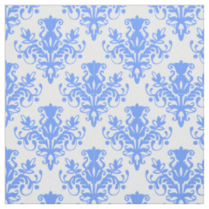 Damask 02 Muster - Baby Blue on White Stoff