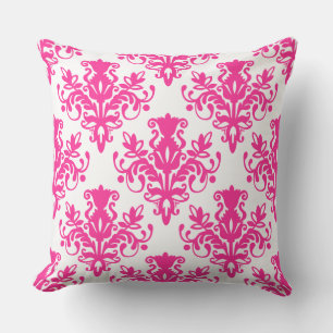 Damask 02 Muster - Hot Pink on White Kissen