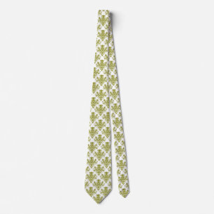 Damask 02 Muster - Olive on White Krawatte