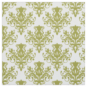 Damask 02 Muster - Olive on White Stoff