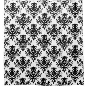 Damask 02 Muster - Schwarz auf Weiß Duschvorhang