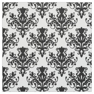 Damask 02 Muster - Schwarz Stoff