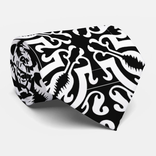 Damask 1 (black & white) krawatte (Gerollt)