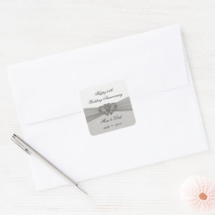 Damask 25. Hochzeitsticker Quadratischer Aufkleber