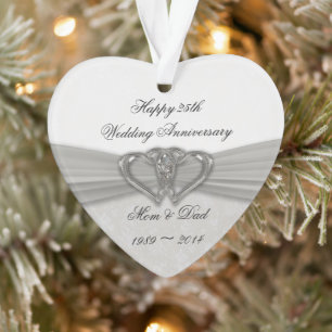 Damask 25e anniversaire Mariage de l'ornement acry