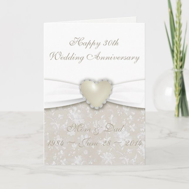 Damask 30. Hochzeitstag Grußkarte Karte (Vorderseite)