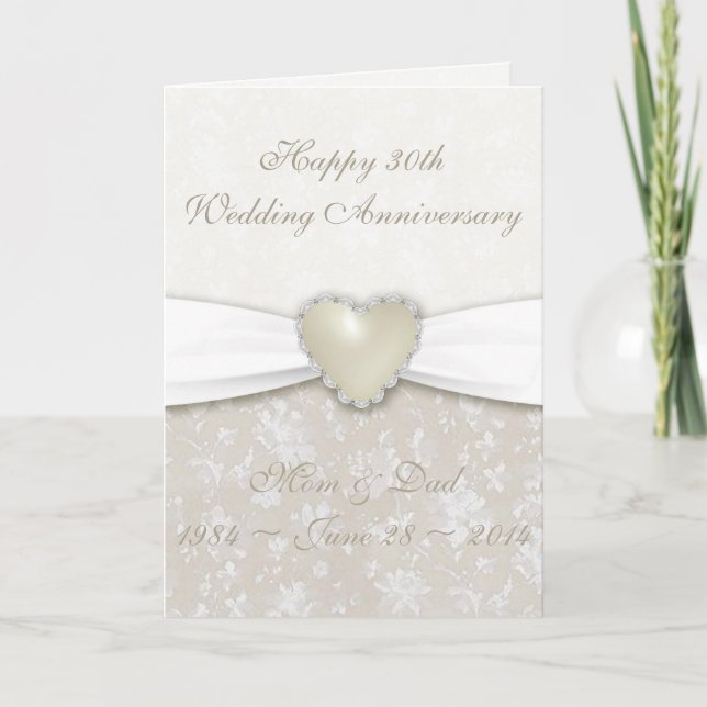 Damask 30. Hochzeitstag Grußkarte Karte (Vorderseite)