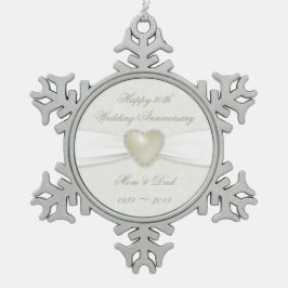 Damask 30. Hochzeitstag-Jubiläum Zinnschmuck Schneeflocken Zinn-Ornament