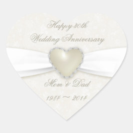 Damask 30. Hochzeitsticker Herz-Aufkleber