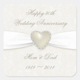 Damask 30. Hochzeitsticker Quadratischer Aufkleber