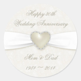 Damask 30. Hochzeitsticker Runder Aufkleber