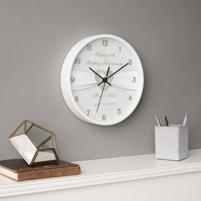 Damask 30-Jährige Hochzeit-Jubiläumszeit Wanduhr (Büro)