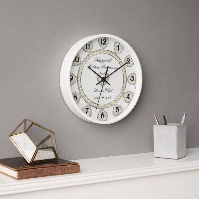 Damask 30-Jährige Hochzeit-Jubiläumszeit Wanduhr (Büro)