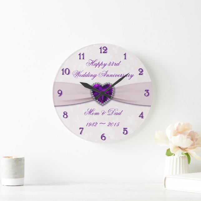 Damask 33. Hochzeitstag Mauer Uhr (Zuhause)