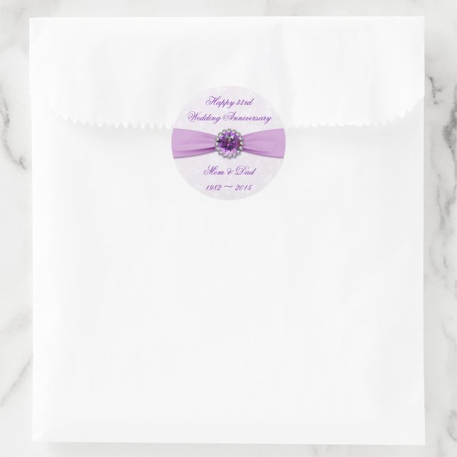 Damask 33. Wedding Anniversary Round Sticker (Tasche)
