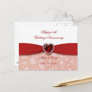 Damask 40. Hochzeitsszenario Postkarte