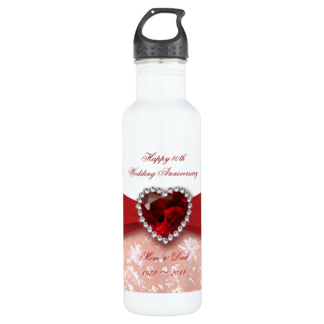 Damask 40. Hochzeitsszenario Trinkflasche (Vorderseite)