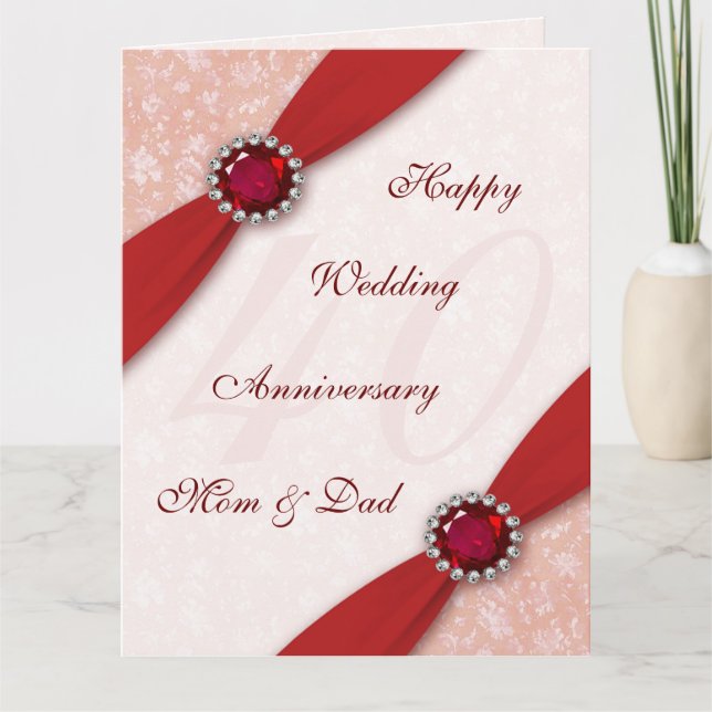 Damask 40. Hochzeitstag 8.5x11 Karte (Vorderseite)