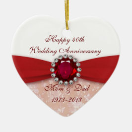 Damask 40. Hochzeitstag Keramikornament