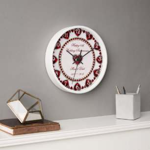Damask 40. Hochzeitstag Mauer Uhr