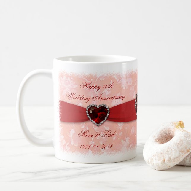 Damask 40. Hochzeitstag Tasse (Mit Donut)