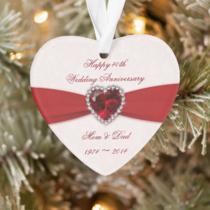 Damask 40e anniversaire Mariage de l'ornement acry