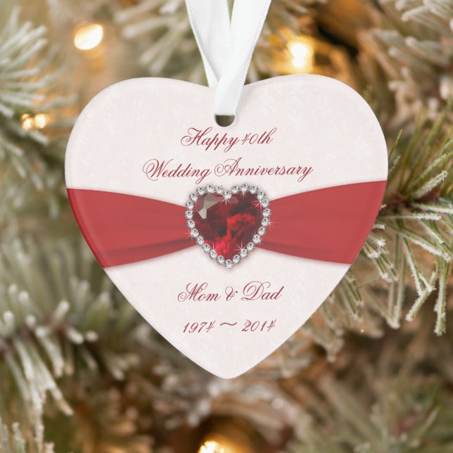 Damask 40e anniversaire Mariage de l'ornement acry (Arbre)