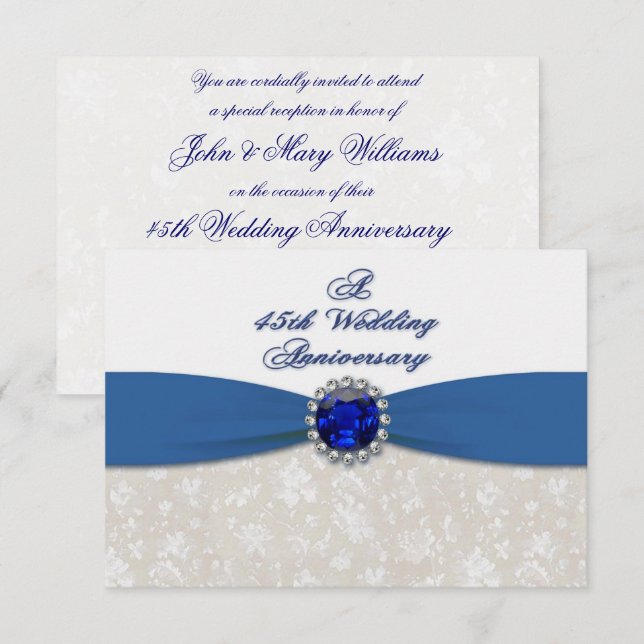 Damask 45. Hochzeitstag UAWG Einladung (Vorne/Hinten)