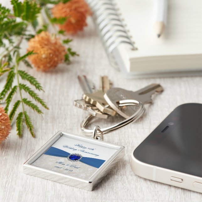 Damask 45. Jahreshauptkette für Hochzeit Schlüsselanhänger (Seite)