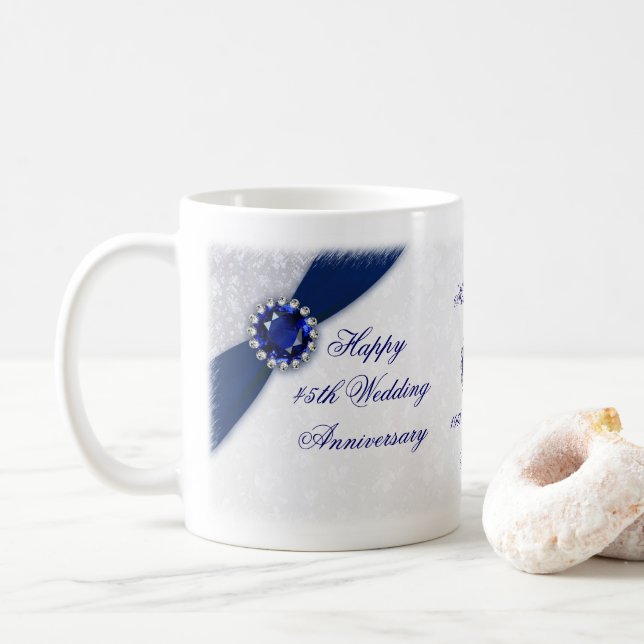 Damask 45e anniversaire de Mariage Mug (Avec donut)