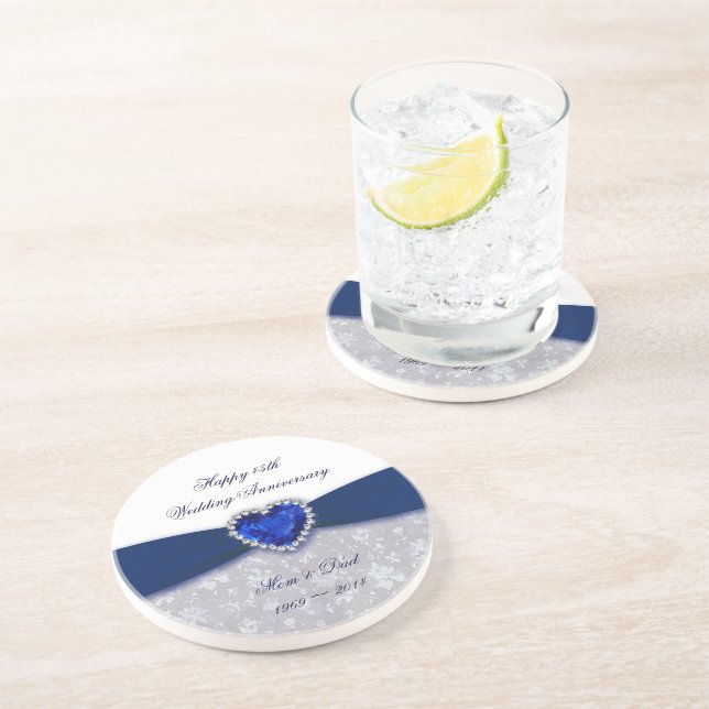 Damask 45e Mariage Anniversaire Dessous de verre (Côté)