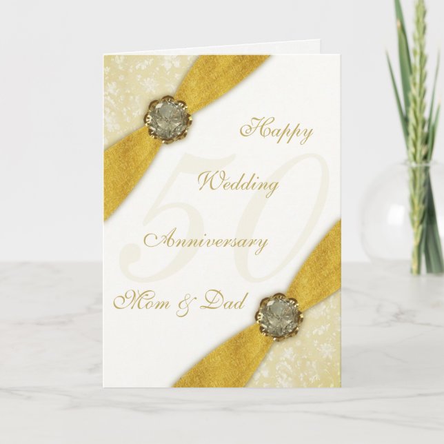 Damask 50. Hochzeitstag Grußkarte Karte (Vorderseite)
