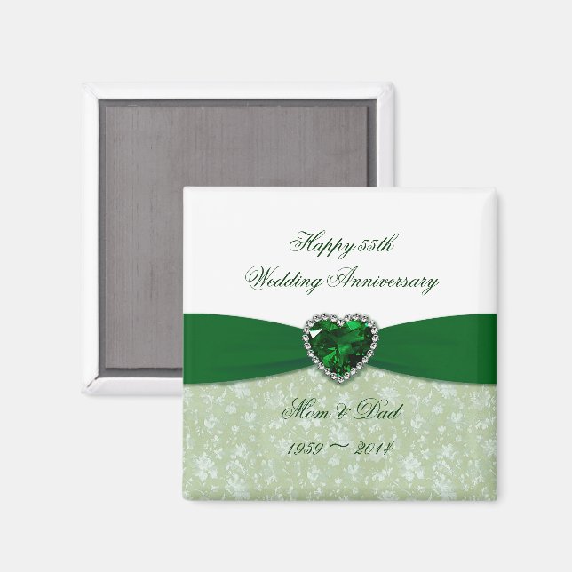 Damask 55. Hochzeitsjubiläumsmagnet Magnet (Vorderseite/Rückseite)