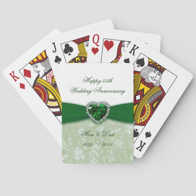 Damask 55. Hochzeitstag Spielkarten (Rückseite)