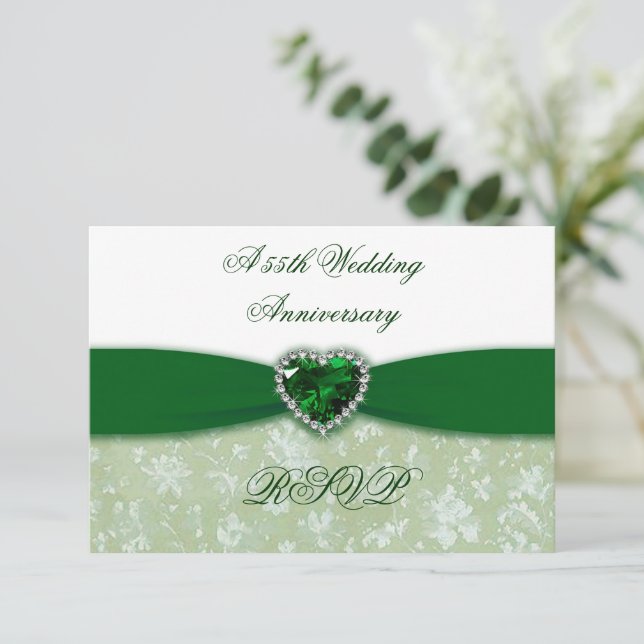 Damask 55. Hochzeitstag UAWG RSVP Karte (Stehend Vorderseite)