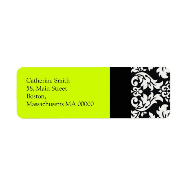 Damask Address Labels mit Limonen (Vorne)