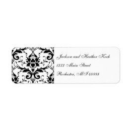 Damask Address Labels Schwarz-weiß Hochzeitformula