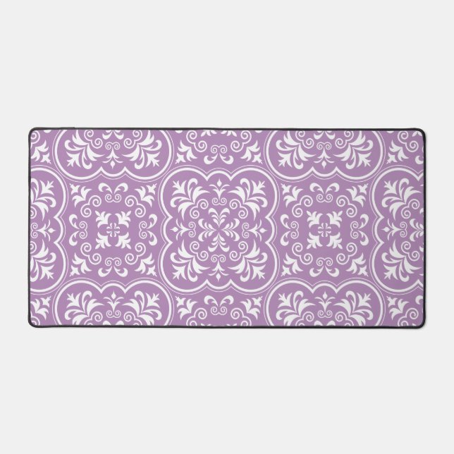 Damask African Violet Exclusive Monochrome Schreibtischunterlage (Vorderseite)