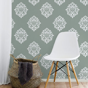 Damask Ambience Pale Olive Tapete