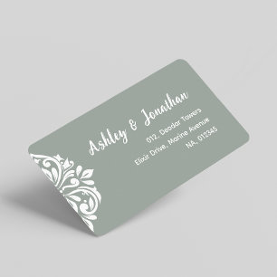 Damask Ambiente: Elegante, einzigartige Olive-Adre Adressaufkleber