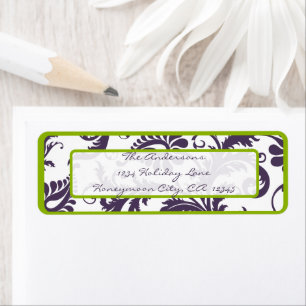 Damask Apple Green & Lapis Lila-Adressetikett
