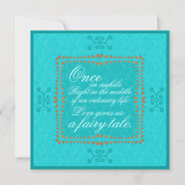 Damask Aqua Blue Romance Wedding Einladung