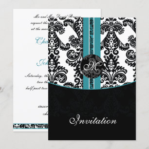 damask aqua faire-part de mariage