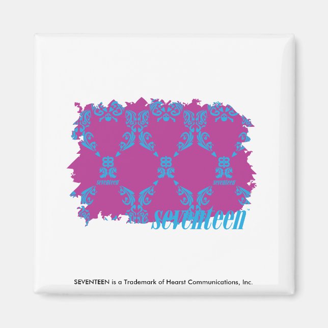 Damask Aqua-Lila 2 Magnet (Vorne)